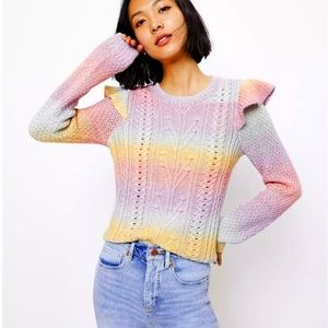 LOFT spacedye ruffle sleeve sweater